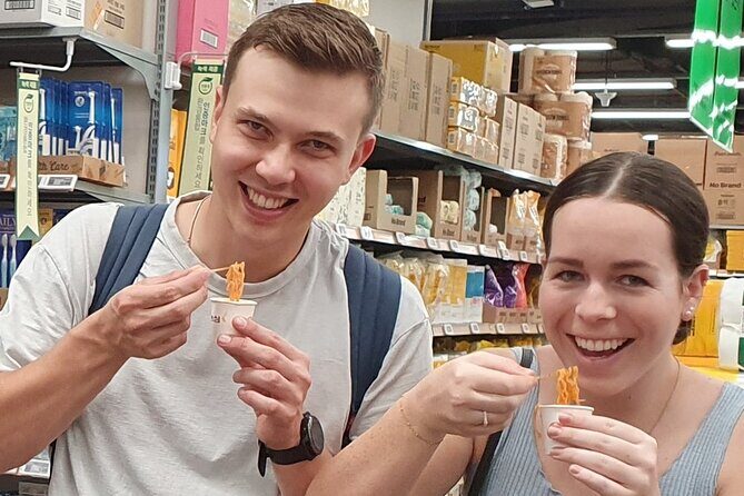 K-food cooking Japchae Mandu Tteokbokki & Fishcake - The indoor supermarket tour across the street: what you’re really learning