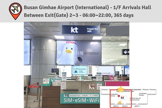 Korea SIM Card with SKT Unlimited Local Data & Voice Calls - Picking up at Incheon: Terminal 1 vs Terminal 2 exits